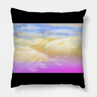 Dreamscape: Leaves to Fish, Sunset Symphony Pillow