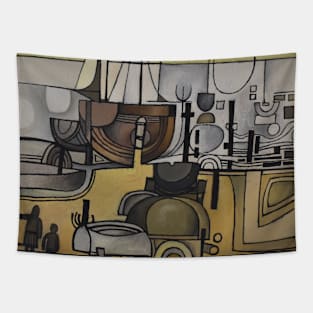 Abstract Dungeness Boats Tapestry