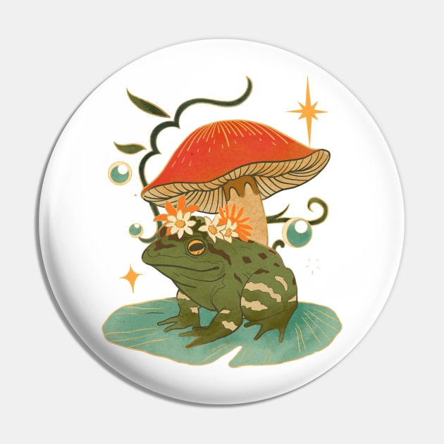 Toad Mushroom Frog Vintage cottagecore distressed Pin by emma2023