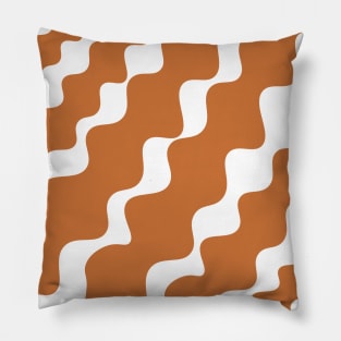 Brown and white slanting waves pattern Pillow