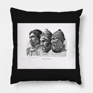 19th century Greenlanders in profile Pillow