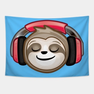 Smiling sloth face listen to music Tapestry