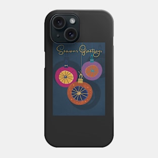 Season’s Greetings with retro styled Christmas baubles Phone Case