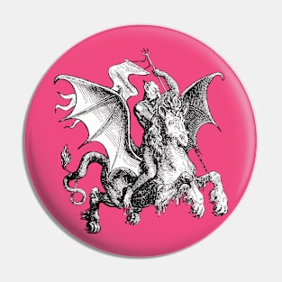 Superior Demon On Serpent Holding A Standard Vector Art Pin