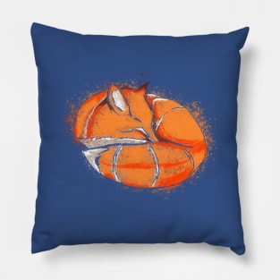 Fox sleepy painting colors - blue Pillow