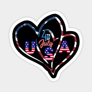 American Flag Hearts 4th of July Magnet