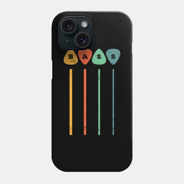 Bass Guitar Picks Bass Strings Retro Theme Phone Case by nightsworthy