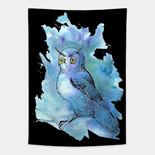 Mixedmedia owl painting - gothic art and designs Tapestry