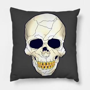 Candy Corn Skull Pillow