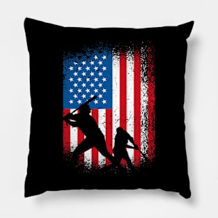 Baseball Lover American Flag Baseball Pillow