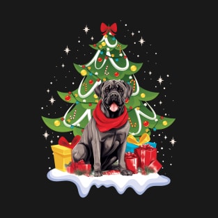 Merry Christmas Tree With Cane Corso Dog T-Shirt