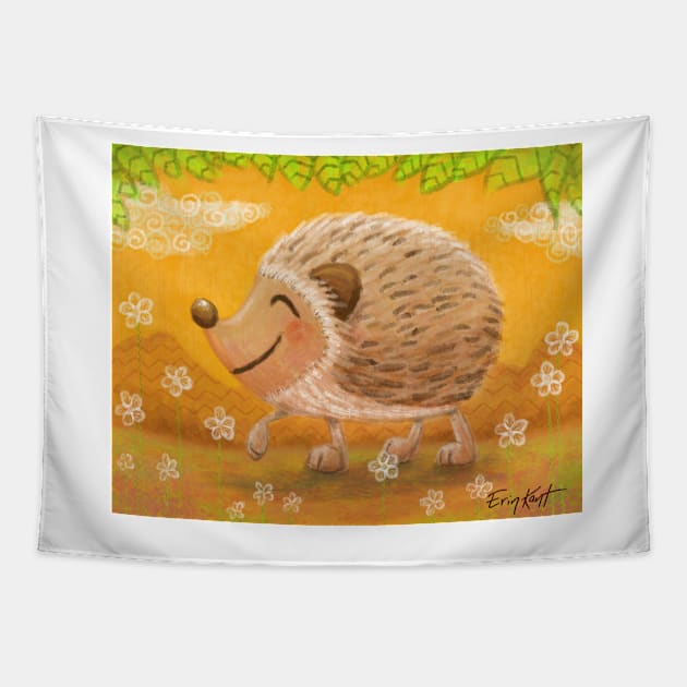 Happy Hedgehog Tapestry by ErinKantBarnard