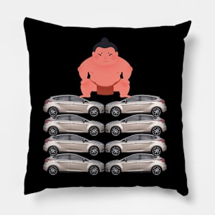 Sumo Wrestler on Car 2 Pillow