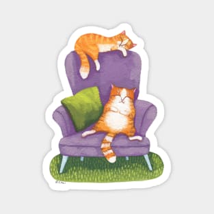 Sleeping Ginger Cats and Purple Chair Magnet