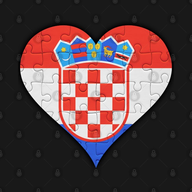 Croatian Jigsaw Puzzle Heart Design - Gift for Croatian With Croatia Roots by Country Flags