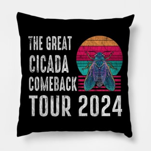 The Great Cicada Comeback Tour 2024 Vintage Pillow