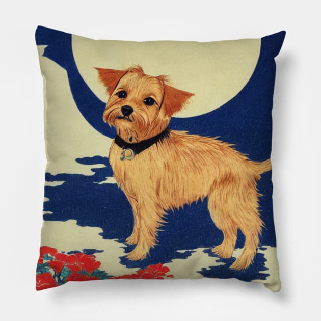 Just A Vintage Girl Who Loves My Kawaii Norfolk Terrier Dog Puppy Mom Pillow by Mochabonk