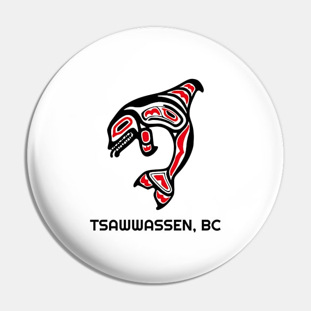 Tsawwassen, British Columbia Red Orca Killer Whale Northwest Native Fisherman Tribal Gift Pin by twizzler3b