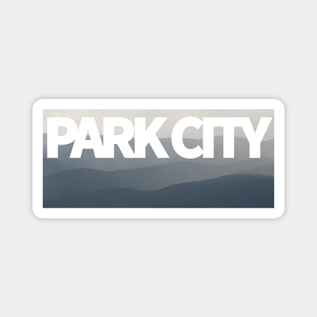 Park City Mountainscape White Text Magnet by MountainFlower