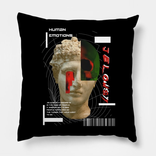 futuristic jelousy statue streetwear Pillow by grafitytees