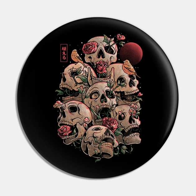 Life Grows Through Death Skull Flowers Gift Pin by eduely