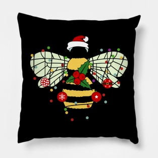 Bee Christmas Tree Xmas Lights Funny Bee Lover Christmas Gift Pillow