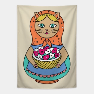 Catryoshka Gardener Cat Matryoshka Tapestry