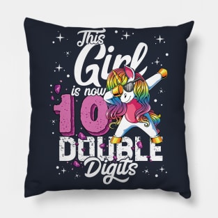 This Girl Is Now 10 Double Digits Dabbing Unicorn Birthday Gift Pillow