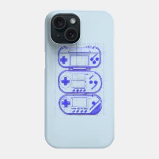 Blue Handheld Gaming Blueprint Phone Case