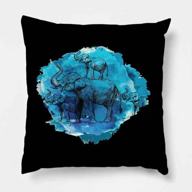 Elephant Water Color Pillow by ZarenBeck