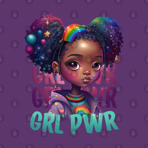 GRL PWR Cute Black Girl Power Women Empower by Irene Koh Studio