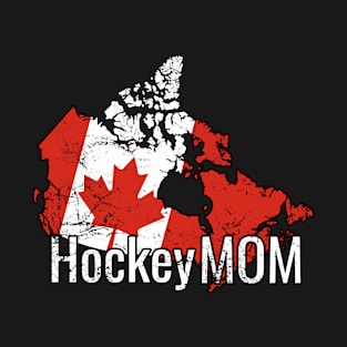 Hockey Mom with Canada and its distressed flag T-Shirt