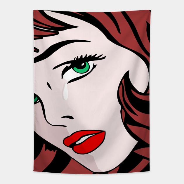 Redheaded Pop Art Girl Tapestry by RockettGraph1cs