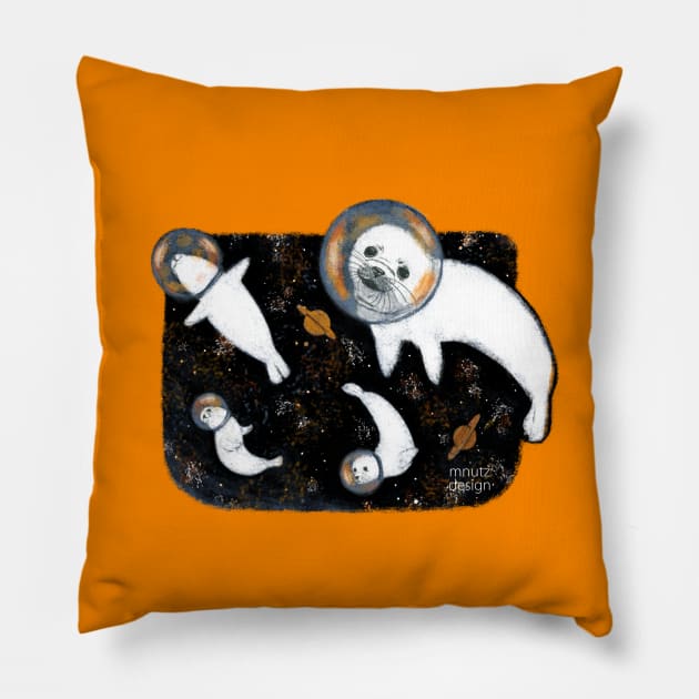 Baby Seals in Space Pillow by mnutz