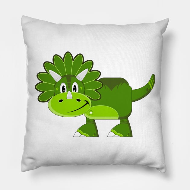 Cute Cartoon Triceratops Dinosaur Pillow by markmurphycreative