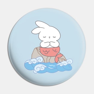 Cute Bunny relaxing in the beach Pin