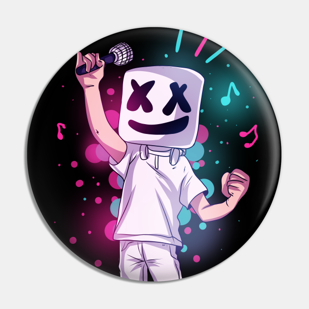 Marshmello Cartoon Party - Marshmello - Pin | TeePublic Marshmello Cartoon Party - Marshmello - Pin | TeePublic