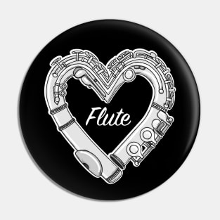 Love Flute Heart-Shaped Doodle For Flutists Pin