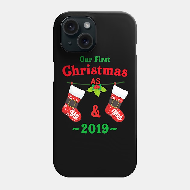 Our First Christmas as Mr & Mrs Xmas Gift 2019 Newlyweds Design Phone Case by Dr_Squirrel
