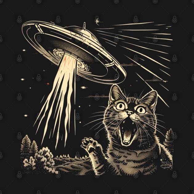 Shocked Cat and UFO Invasion by OscarVanHendrix