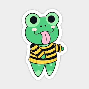 Chibi Frog Critter - Black & Yellow Magnet