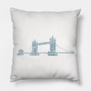 Tower Bridge Travel Text Word Cloud Pillow