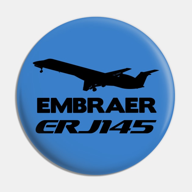 Embraer ERJ145 Silhouette Print (Black) Pin by TheArtofFlying