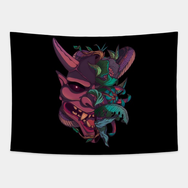 Hannya Flowers Tapestry by eliaspirina