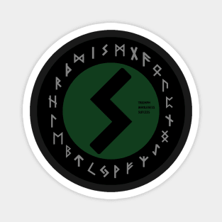 Green Sowulo Futhark Rune Symbol Magnet