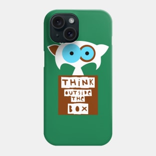 Funny cat – Think outside the box. (Chopin) – green Phone Case