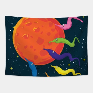 Worms Attack Mars Tapestry