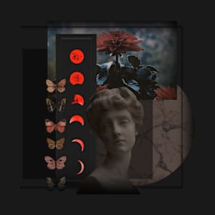 Aesthetics, darkness, gothic, romantic, moon, dark academia, love, romantic, statue, vintage, retro, artistic, artsy, classy, butterfly, flowers, floral T-Shirt