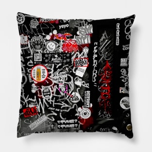 Street Graffiti Tag Stickers NYC Pillow