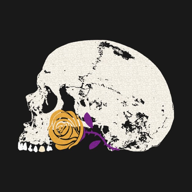 The Skull and the Gold Rose by RawSunArt